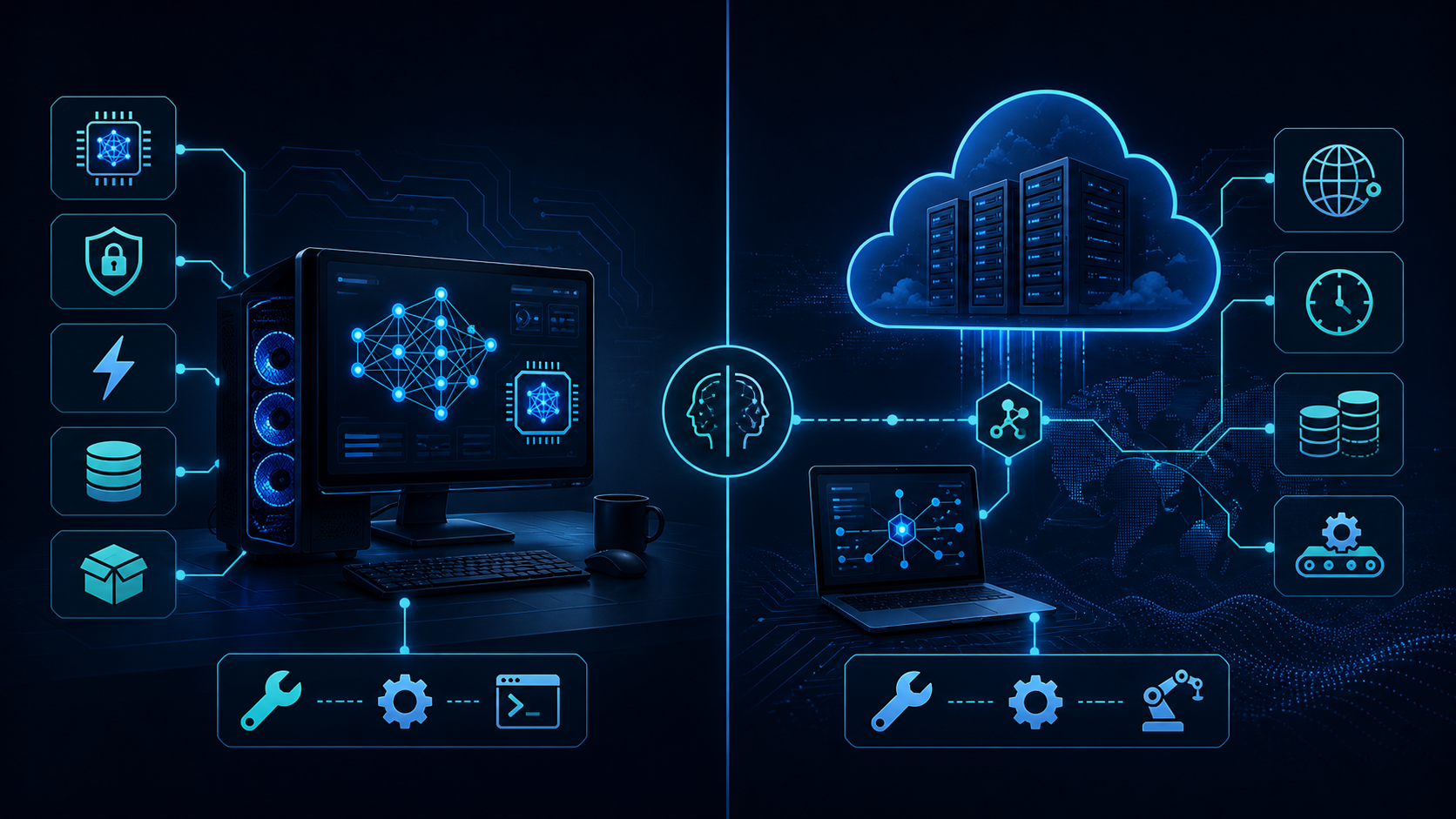 Comparison of local AI and cloud AI agent deployment trade-offs